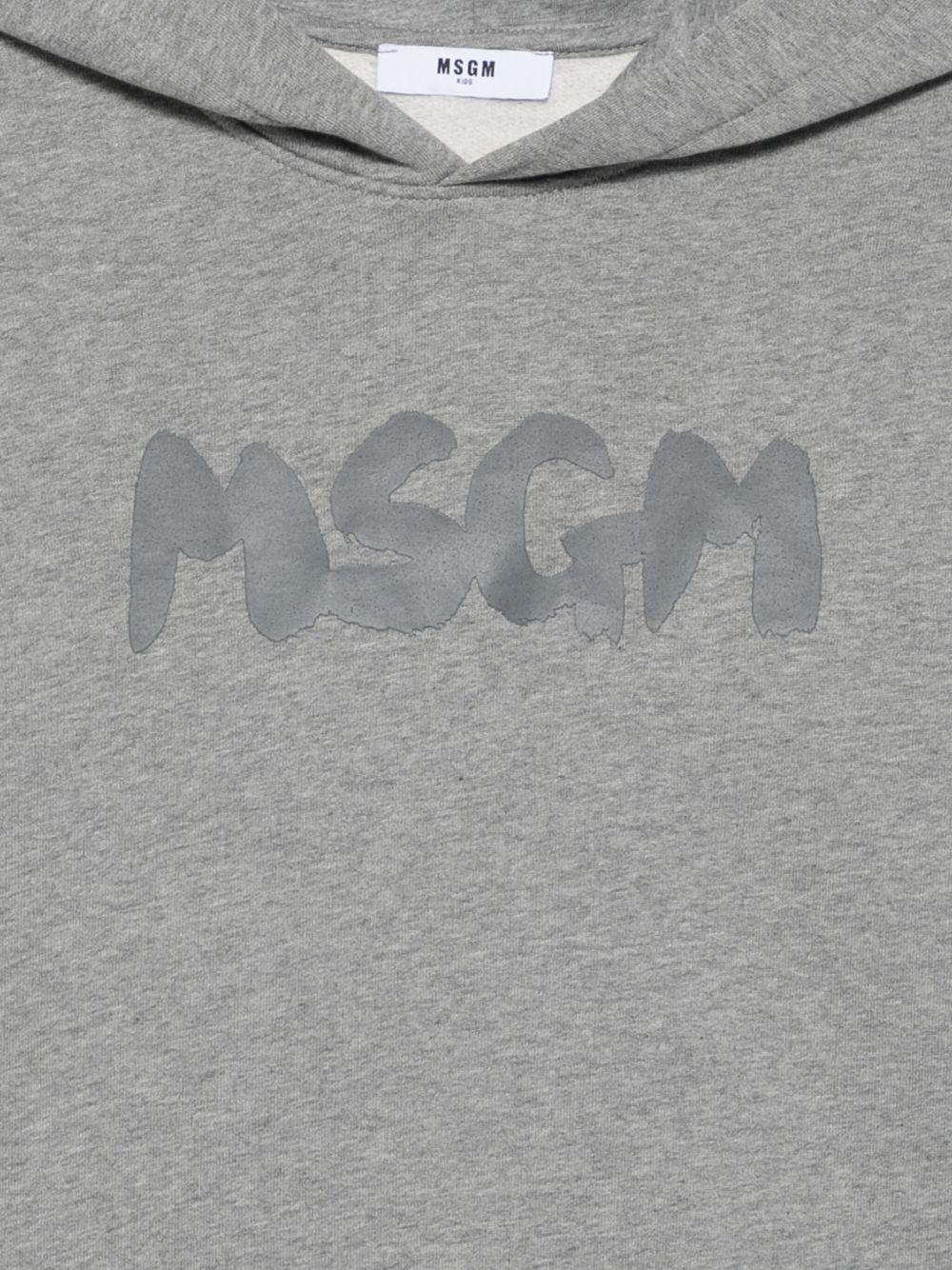 Felpa per bambino MSGM Kids grigio con cappuccio e logo - Rubino Kids