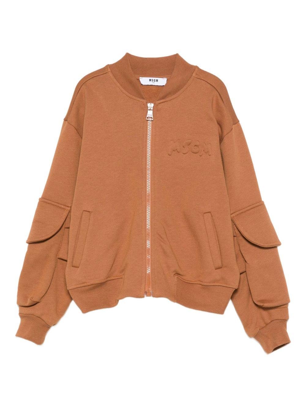 Felpa per bambino MSGM kids marrone con cerniera - Rubino Kids