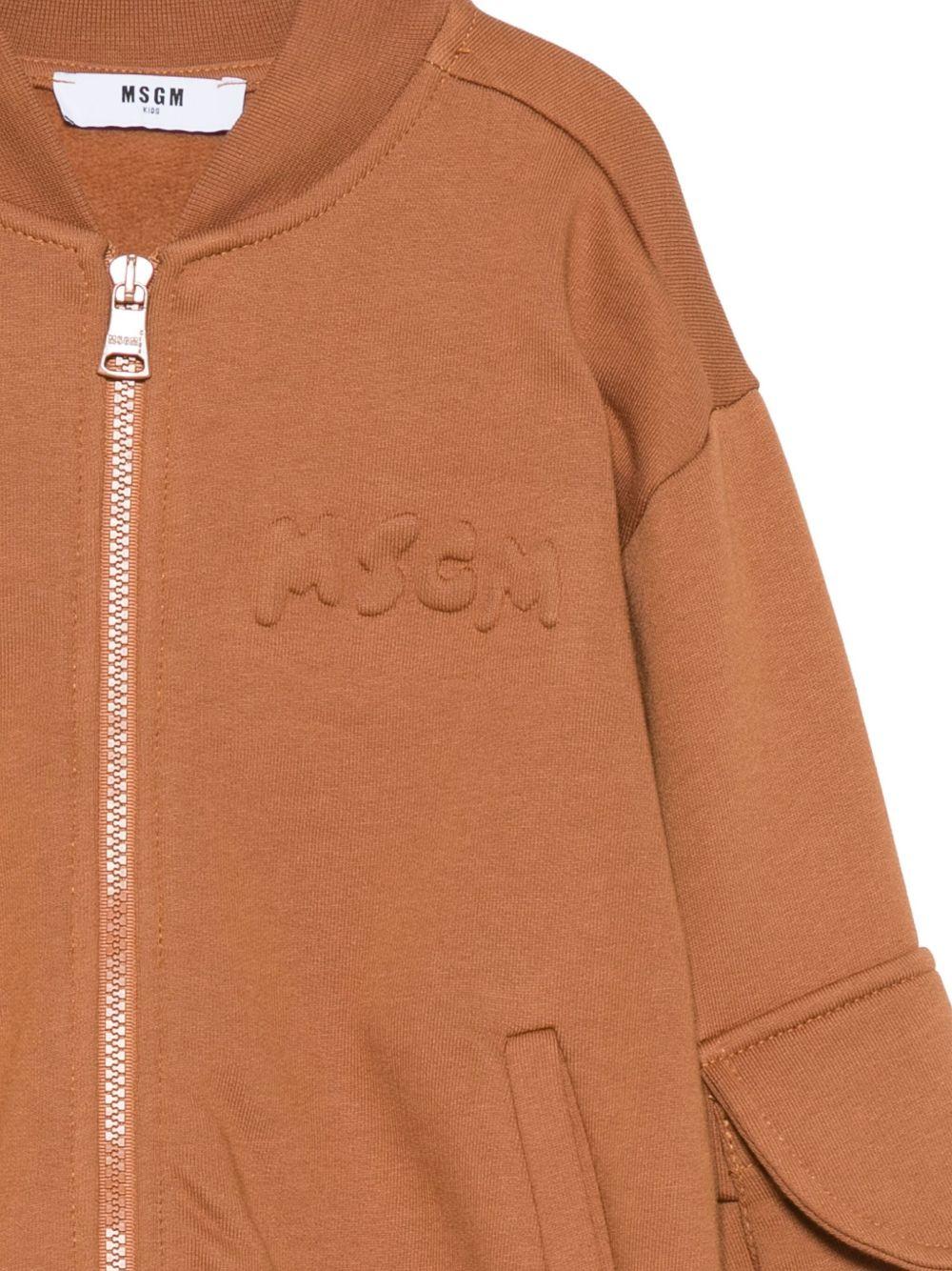 Felpa per bambino MSGM kids marrone con cerniera - Rubino Kids