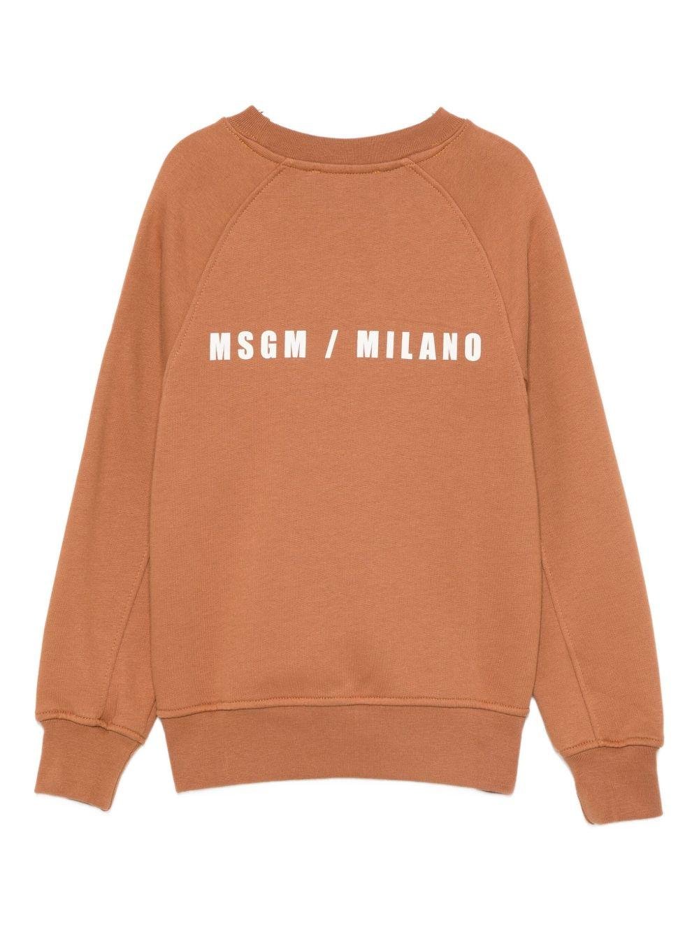 Felpa per bambino MSGM Kids marrone con stampa logo sul davanti - Rubino Kids