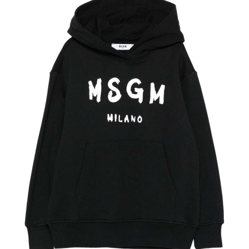 Felpa per bambino MSGM Kids nera con cappuccio - Rubino Kids
