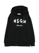 Felpa per bambino MSGM Kids nera con cappuccio - Rubino Kids