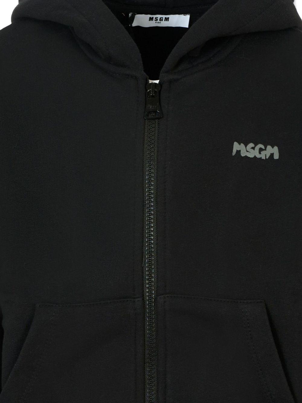 Felpa per bambino MSGM Kids nero con cappuccio e zip - Rubino Kids