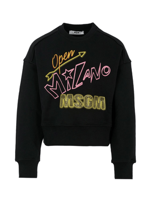 MSGM Kids black sweatshirt with decorated logo