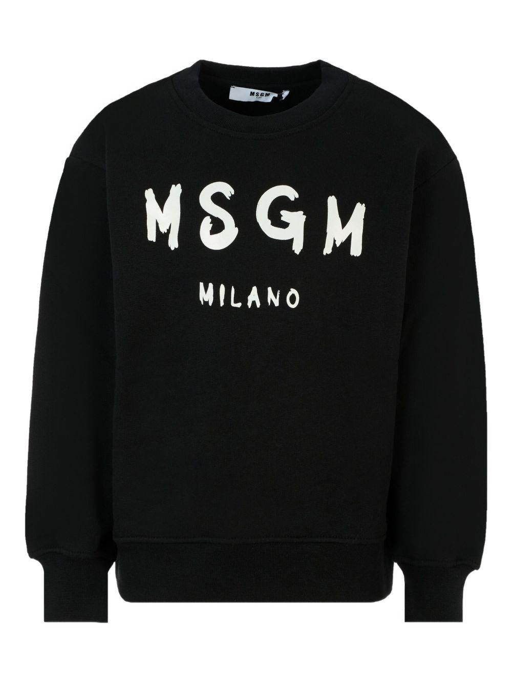 Felpa per bambino MSGM Kids nero con logo sul davanti - Rubino Kids
