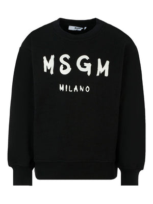 Felpa per bambino MSGM Kids nero con logo sul davanti