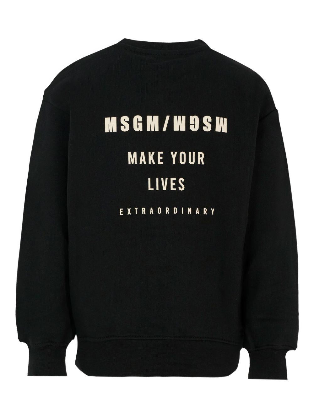 Felpa per bambino MSGM Kids nero con stampa logo - Rubino Kids