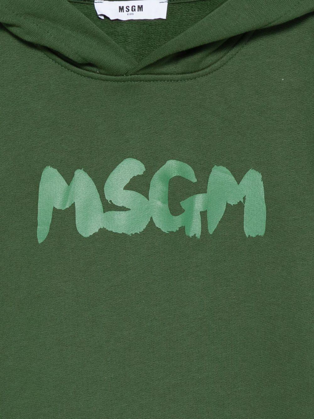 Felpa per bambino MSGM Kids verde con logo sul davanti - Rubino Kids