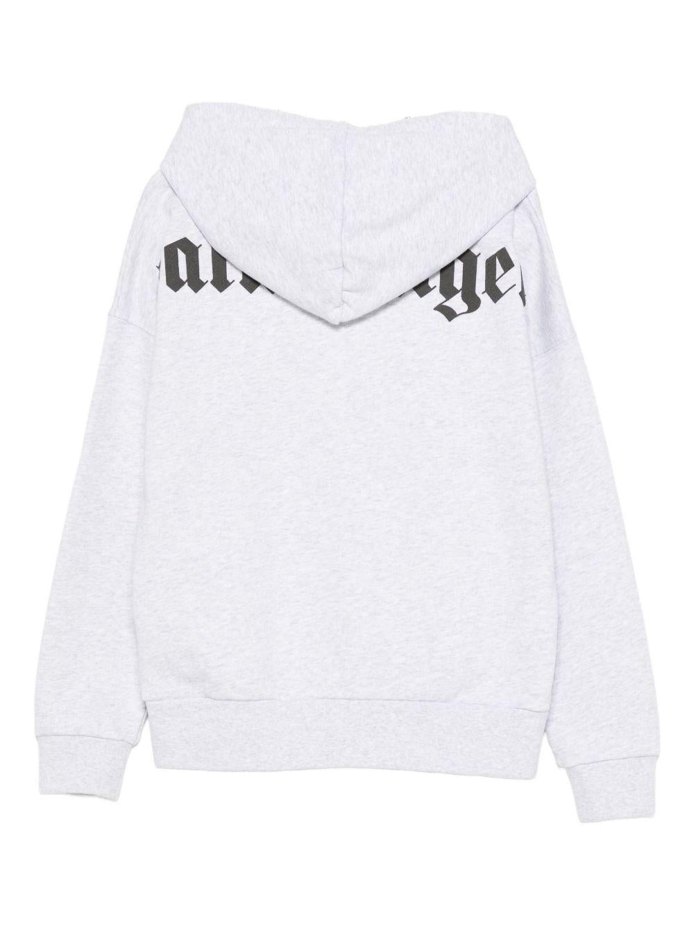 Felpa per bambino Palm Angels Kids grigia con cappuccio e stampa con logo - Rubino Kids