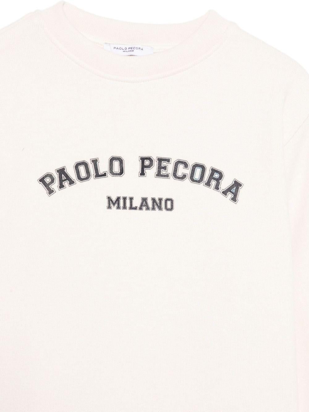 Felpa per bambino Paolo Pecora Kids bianco con logo sul davanti - Rubino Kids