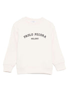 Felpa per bambino Paolo Pecora Kids bianco con logo sul davanti - Rubino Kids