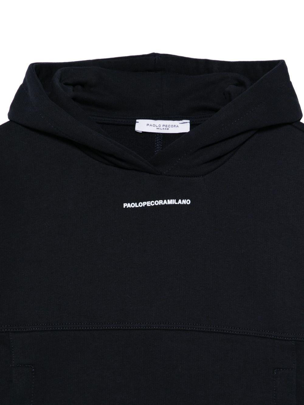 Felpa per bambino Paolo Pecora Kids blu con cappuccio e logo - Rubino Kids