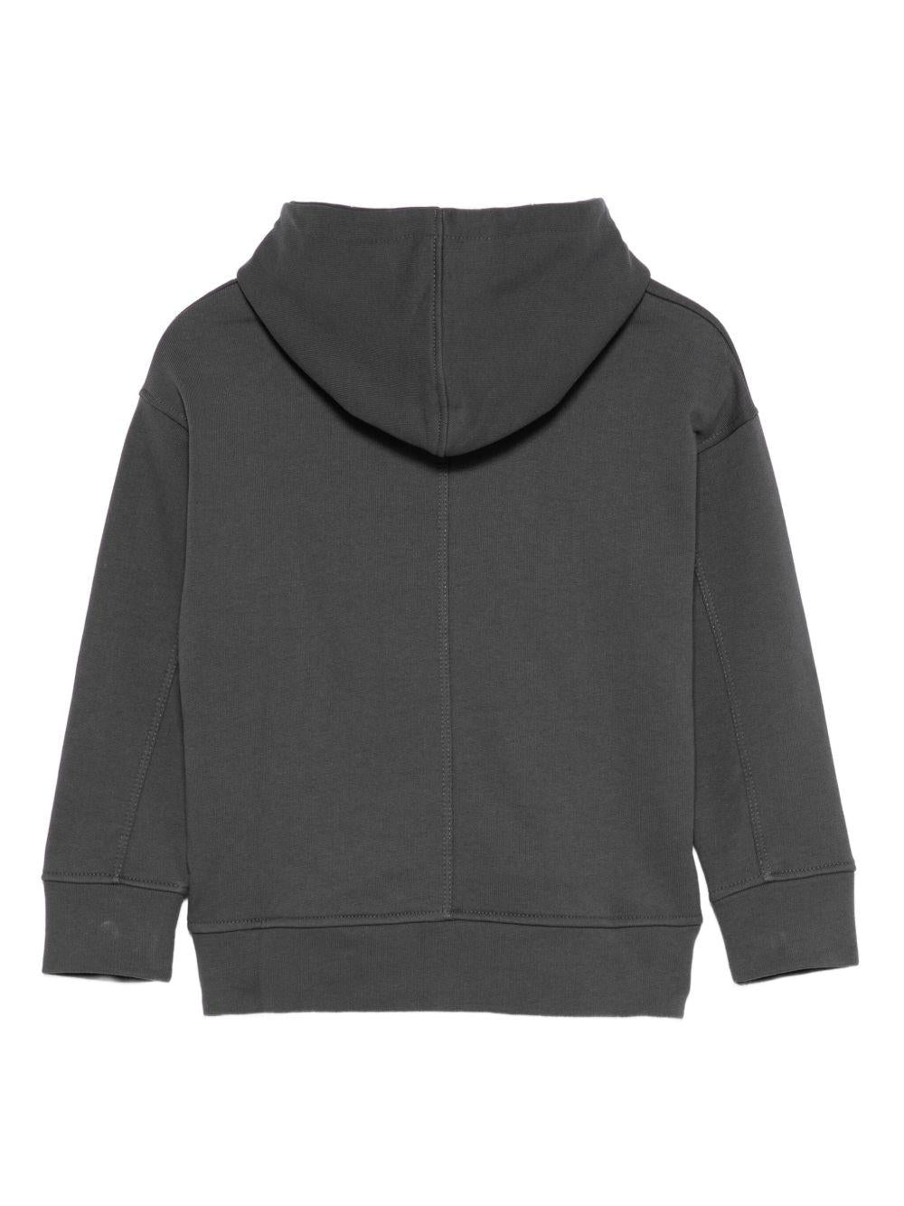 Felpa per bambino Paolo Pecora Kids grigio con cappuccio e logo - Rubino Kids