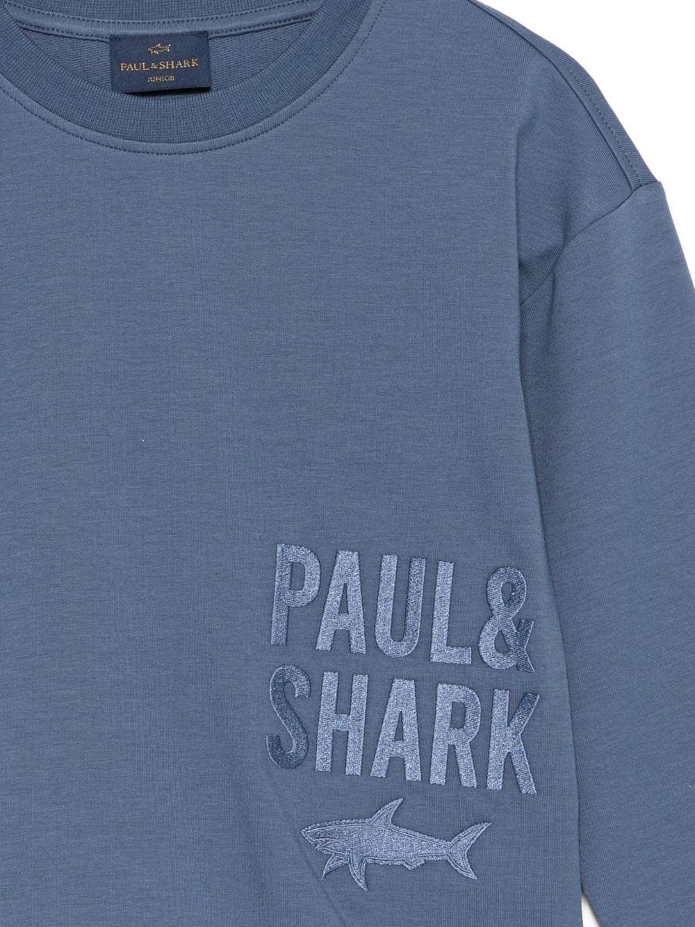Felpa per bambino Paul & Shark Junior blu con stampa logo sul davanti - Rubino Kids