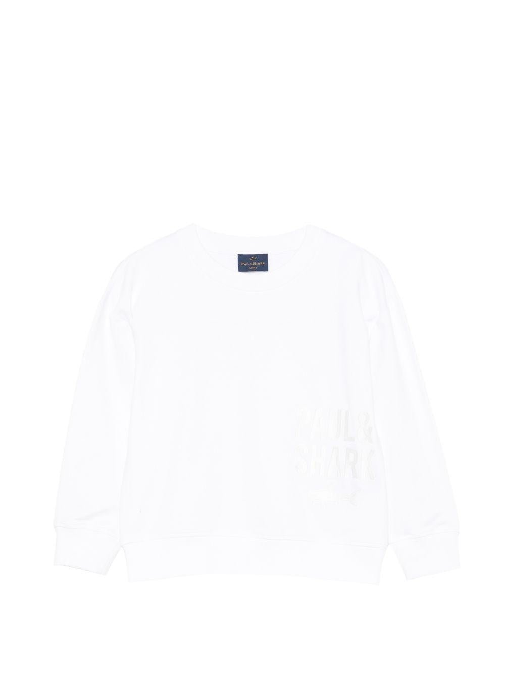Felpa per bambino Paul & Shark Kids bianca con logo sul davanti - Rubino Kids