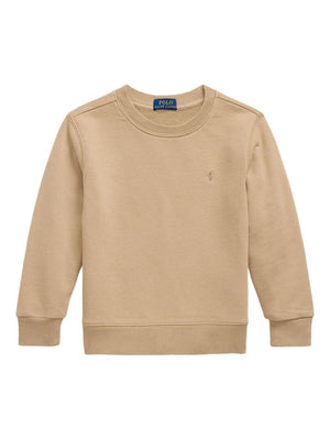 POLO RALPH LAUREN KIDS beige sweatshirt with Polo Pony embroidery