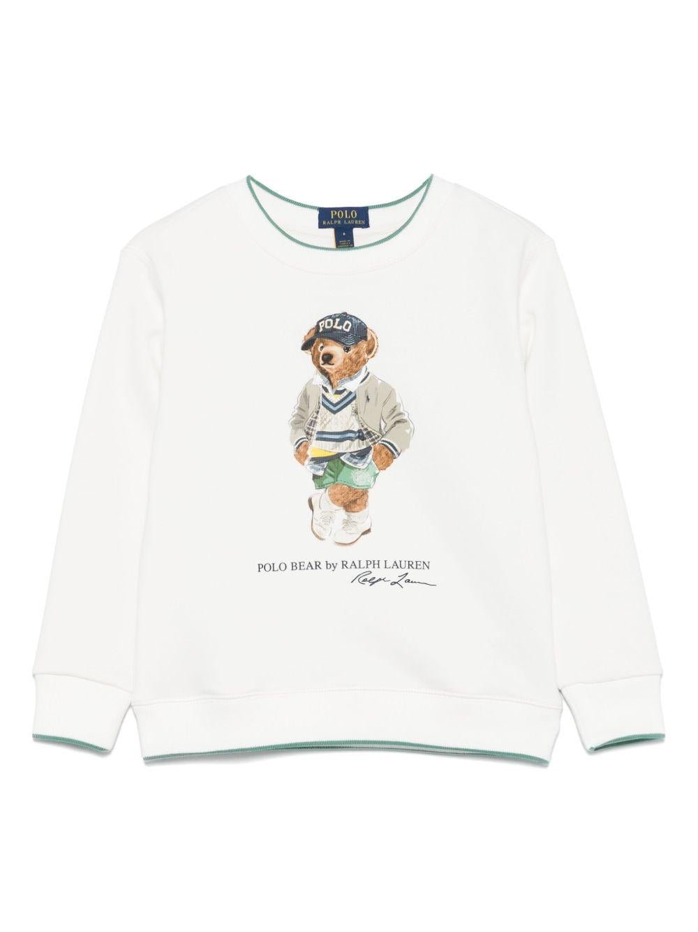 Felpa per bambino POLO RALPH LAUREN KIDS bianco con stampa Polo Bear - Rubino Kids