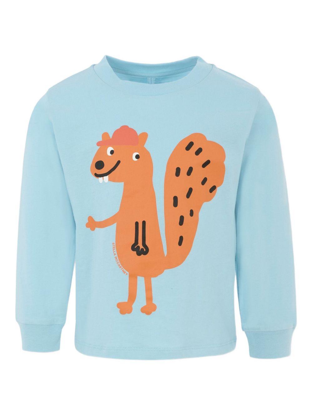 Felpa per bambino Stella McCartney Kids azzurro a maniche lunghe con stampa - Rubino Kids