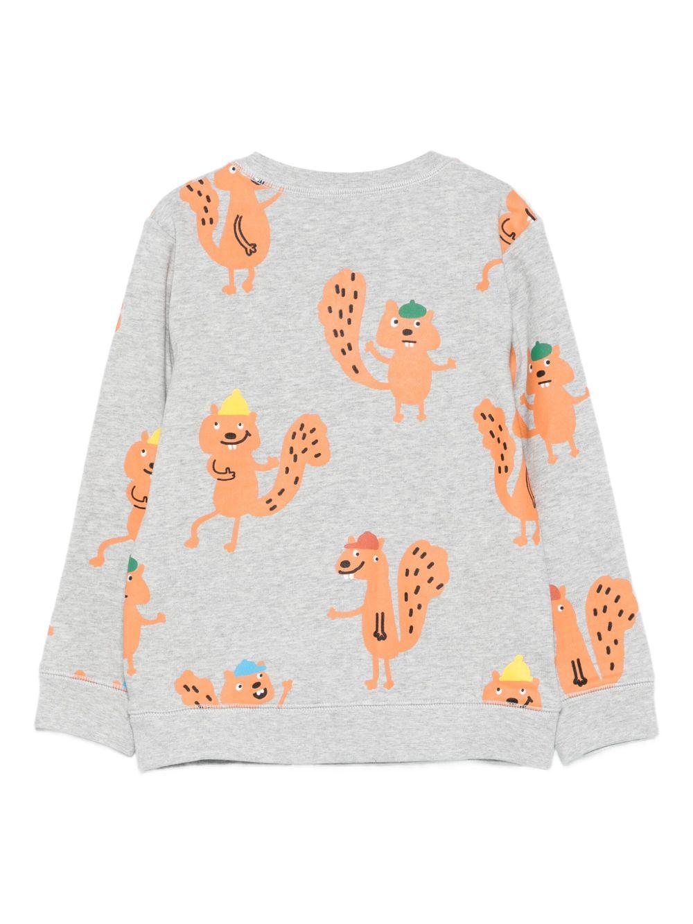 Felpa per bambino Stella McCartney Kids grigia con stampa scoiattolo - Rubino Kids