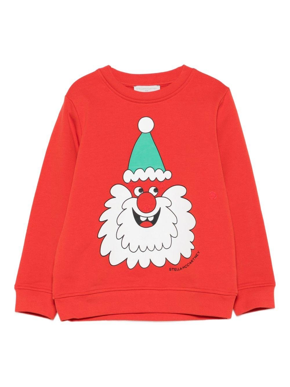 Felpa per bambino Stella McCartney Kids rossa con stampa di Babbo Natale - Rubino Kids