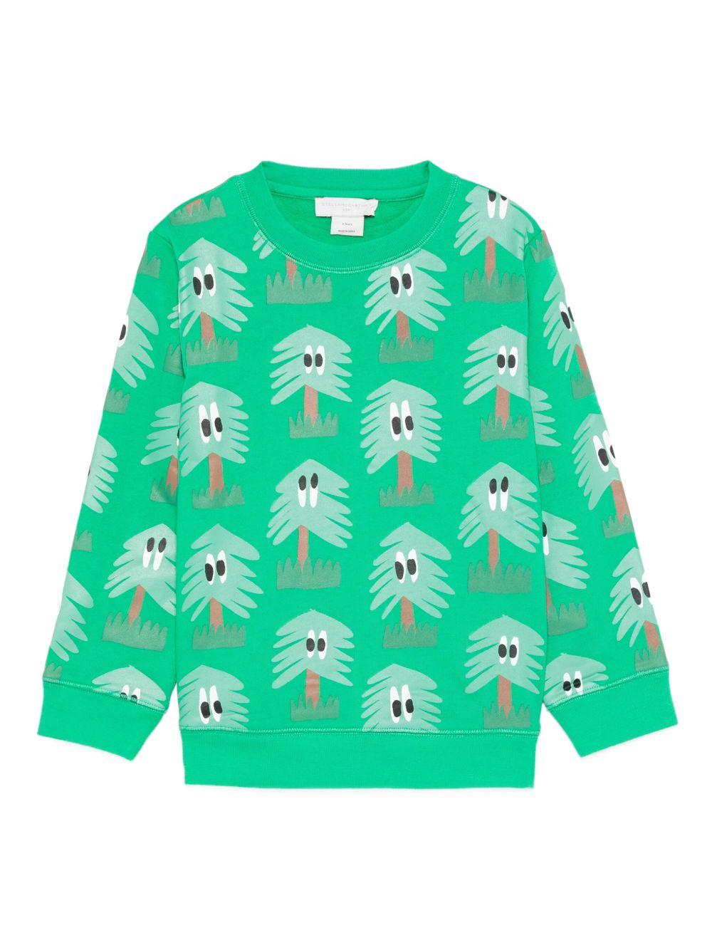 Felpa per bambino Stella McCartney Kids verde con stampa ad albero - Rubino Kids