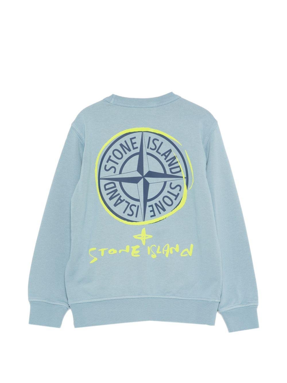 Felpa per bambino Stone Island Junior azzurro con stampa logo - Rubino Kids