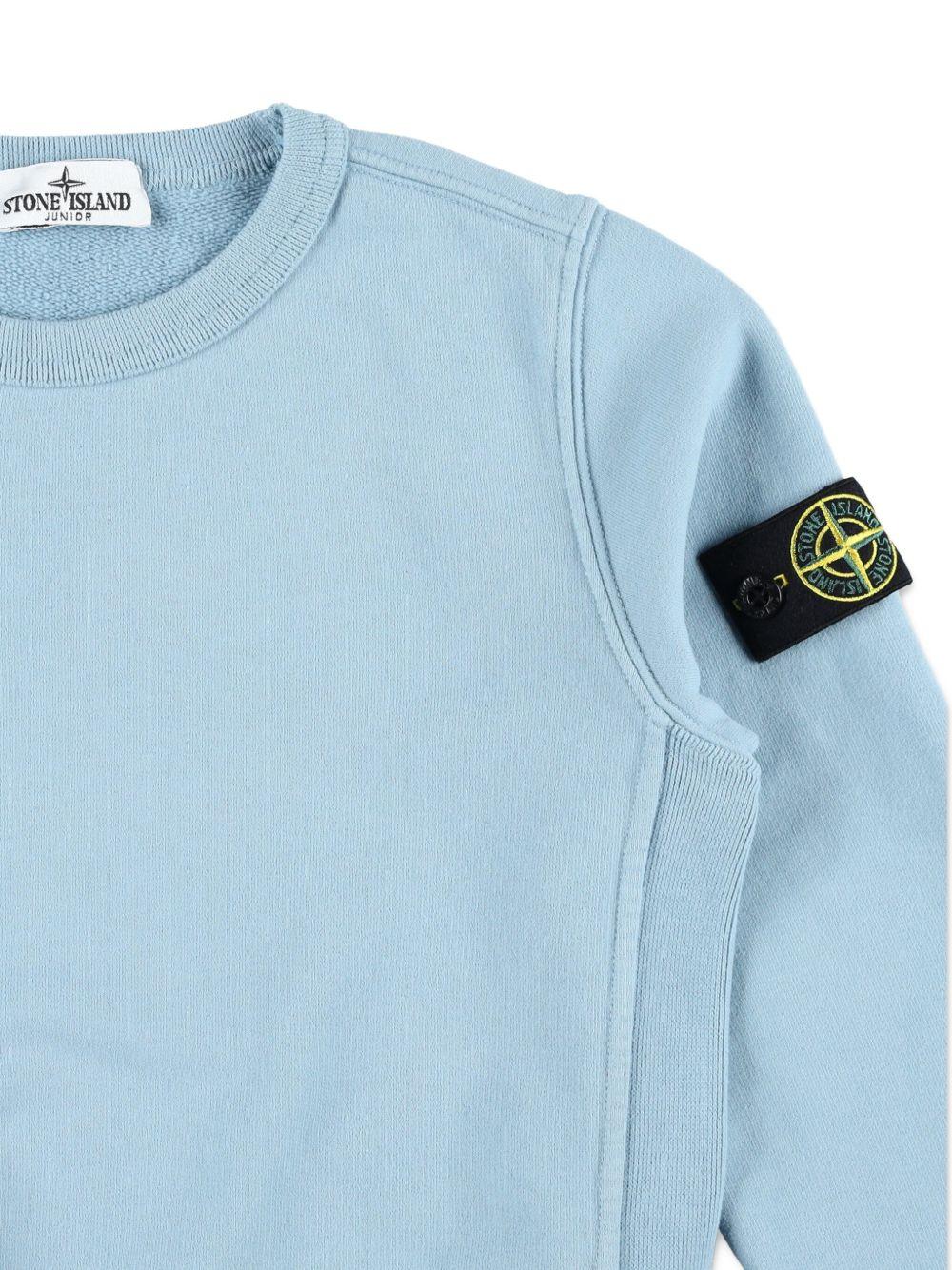 Felpa per bambino Stone Island Junior azzurro girocollo con applicazione - Rubino Kids
