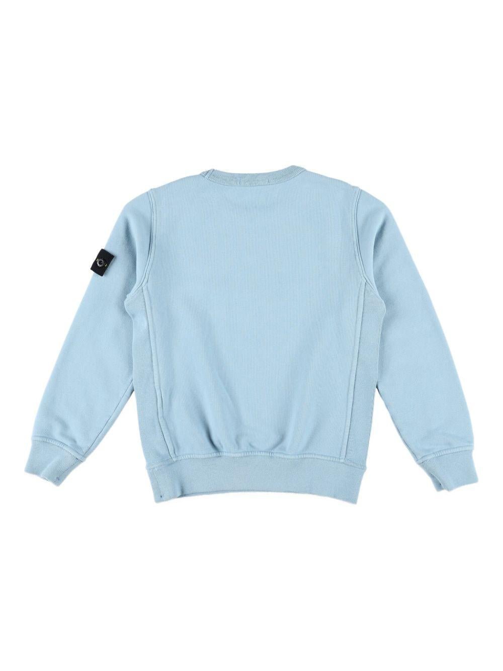 Felpa per bambino Stone Island Junior azzurro girocollo con applicazione - Rubino Kids