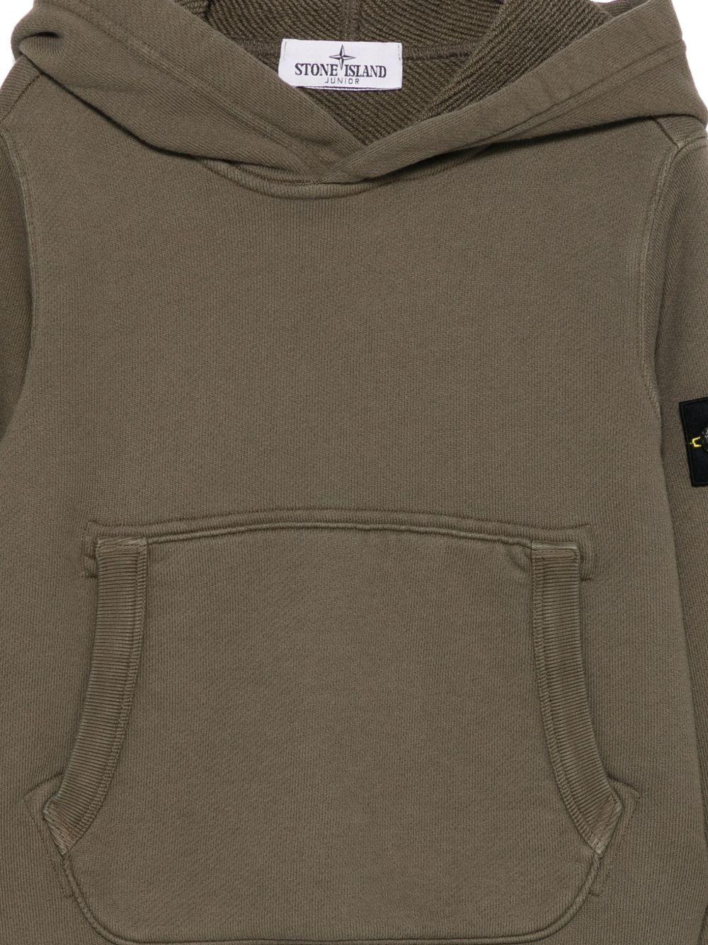 Felpa per bambino Stone Island Junior verde con cappuccio e toppa con logo - Rubino Kids