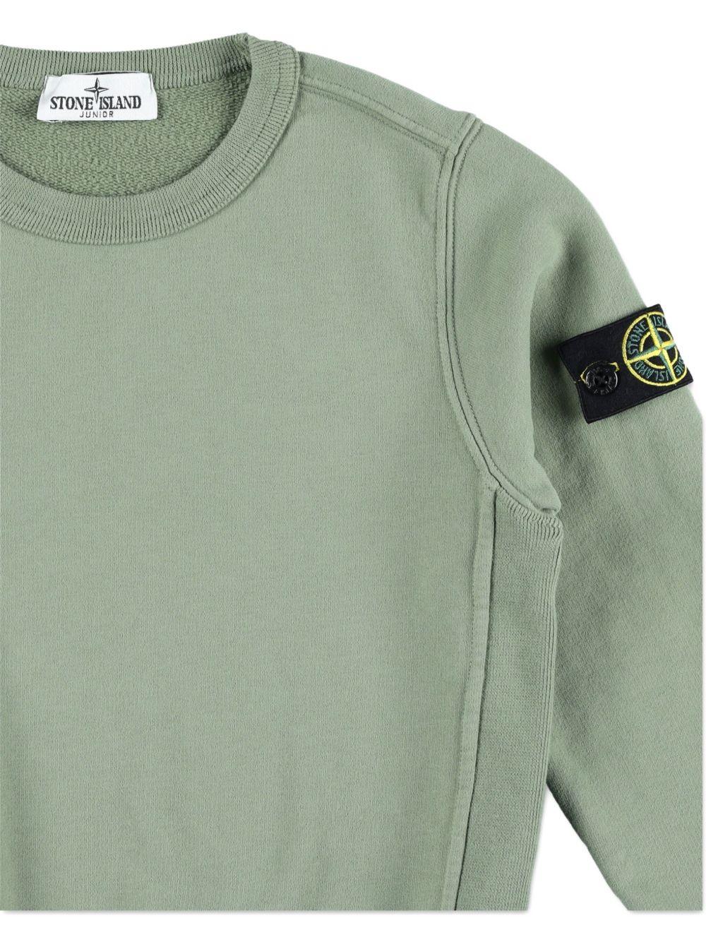 Felpa per bambino Stone Island Junior verde girocollo con applicazione - Rubino Kids