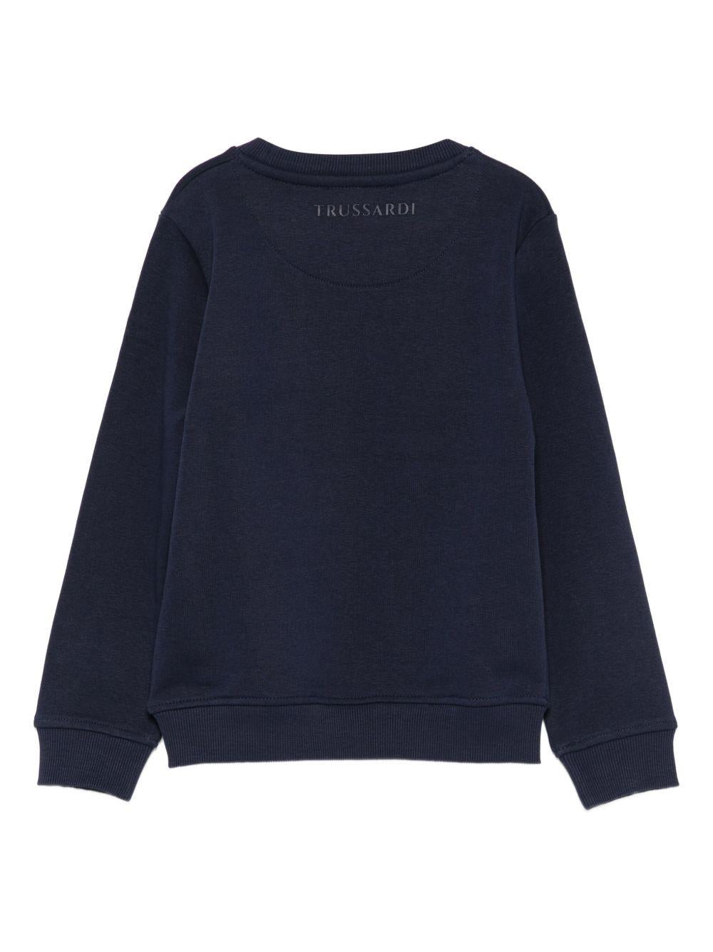Felpa per bambino TRUSSARDI JUNIOR blu con stampa logo - Rubino Kids