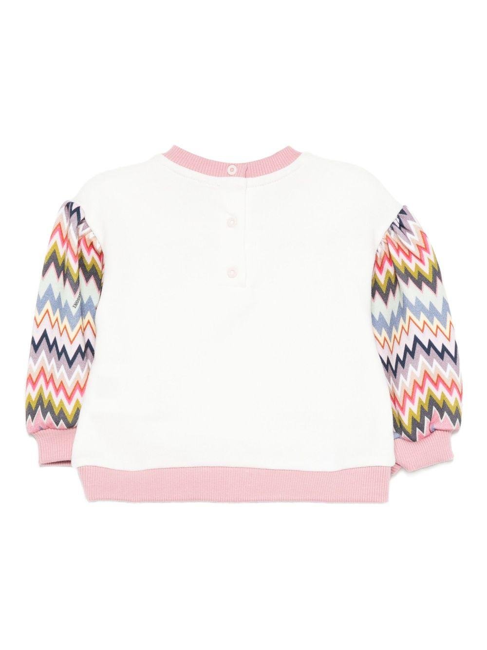 Felpa per neonata Missoni Kids bianca con motivo a zigzag - Rubino Kids