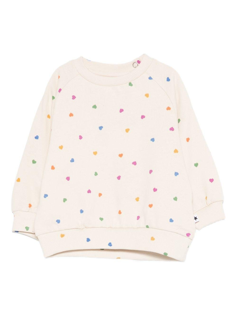 Felpa per neonata Molo bianca con stampa cuoricini all - over - Rubino Kids