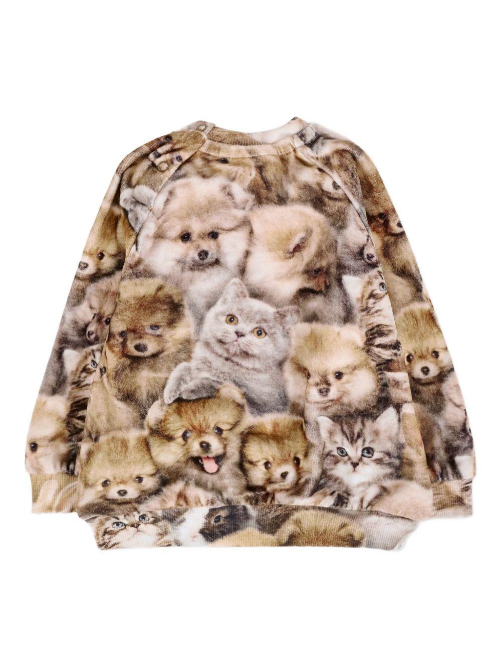 Felpa per neonata Molo marrone con stampa animali - Rubino Kids