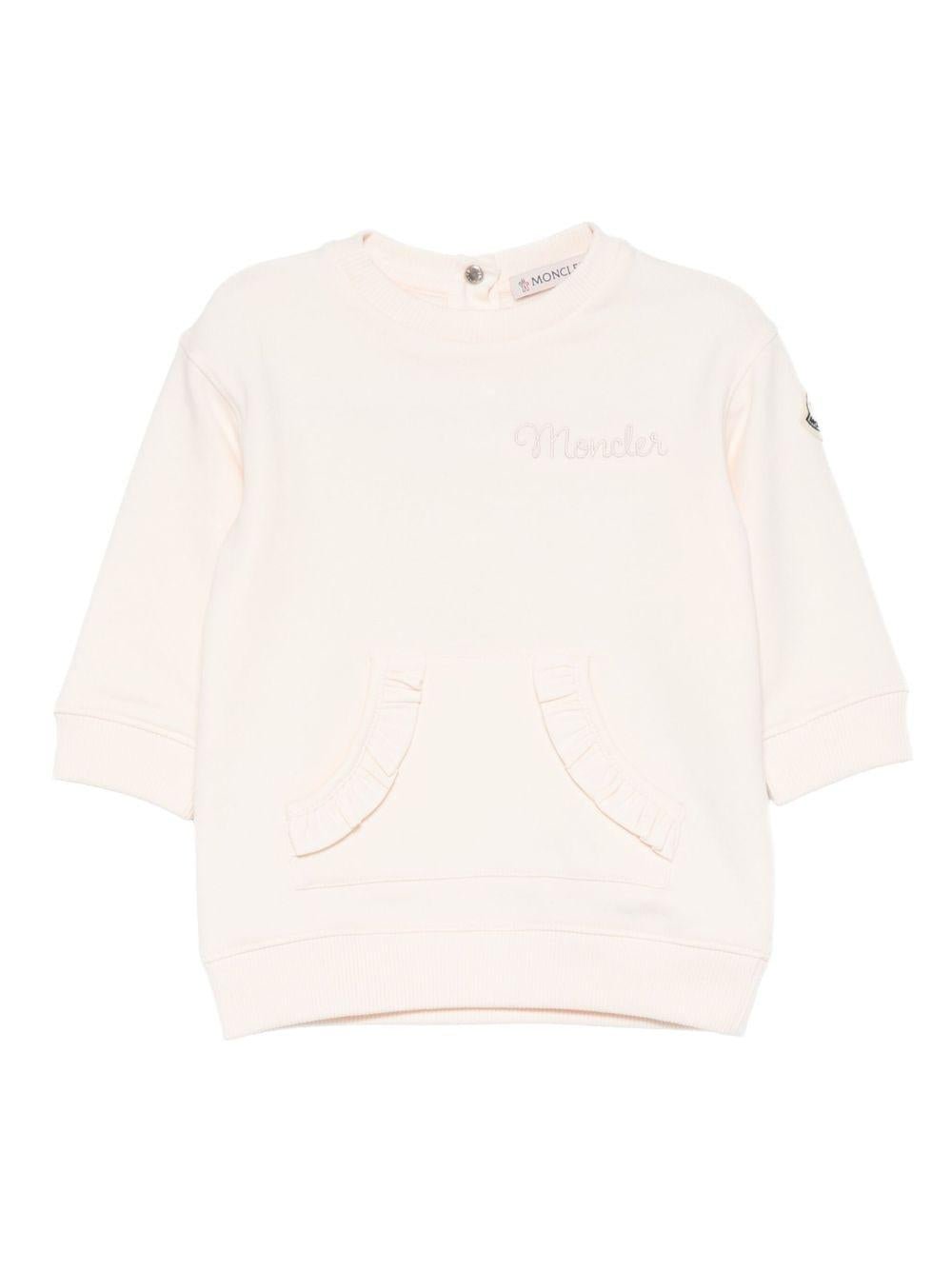 Felpa per neonata Moncler Enfant rosa con applicazione logo - Rubino Kids