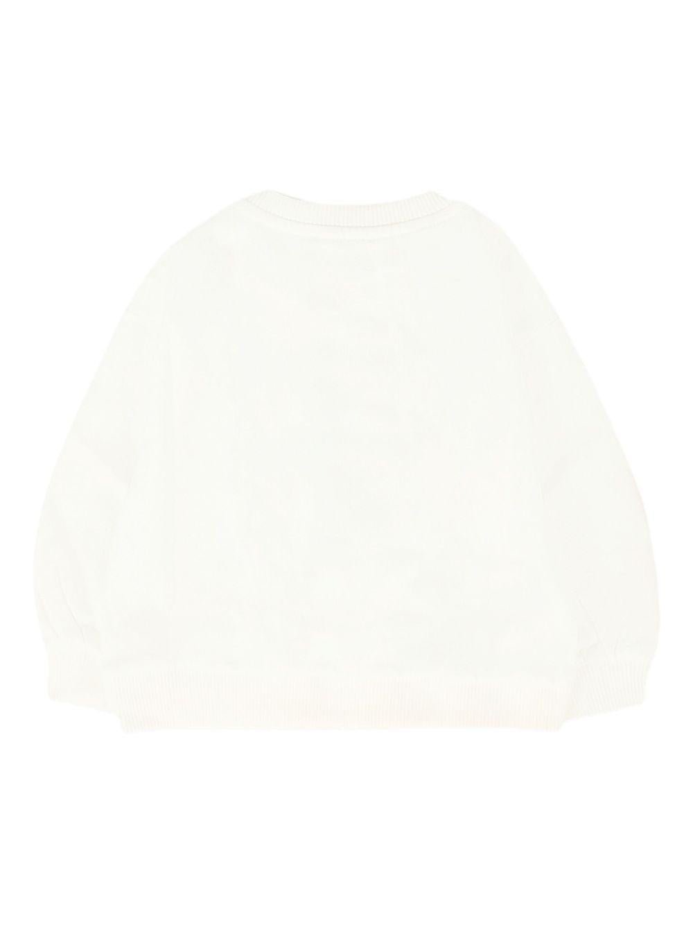 Felpa per neonata Moschino Kids bianca con logo Teddy - Rubino Kids