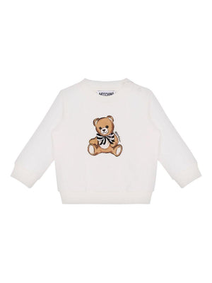 Felpa per neonata Moschino Kids bianca con motivo Teddy Bear