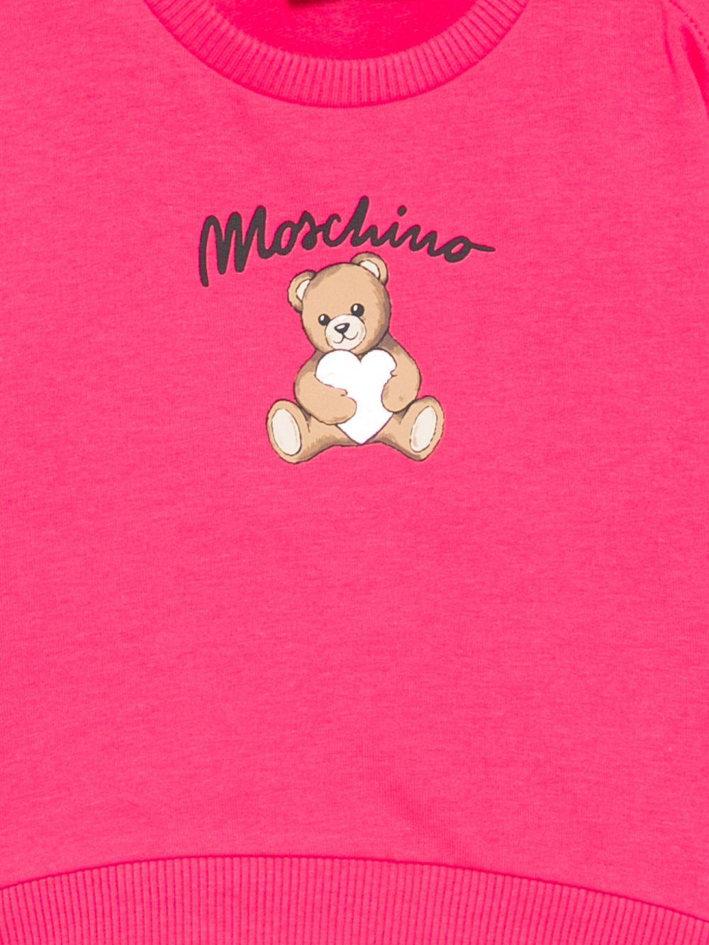 Felpa per neonata Moschino Kids fucsia con stampa orsetto - Rubino Kids