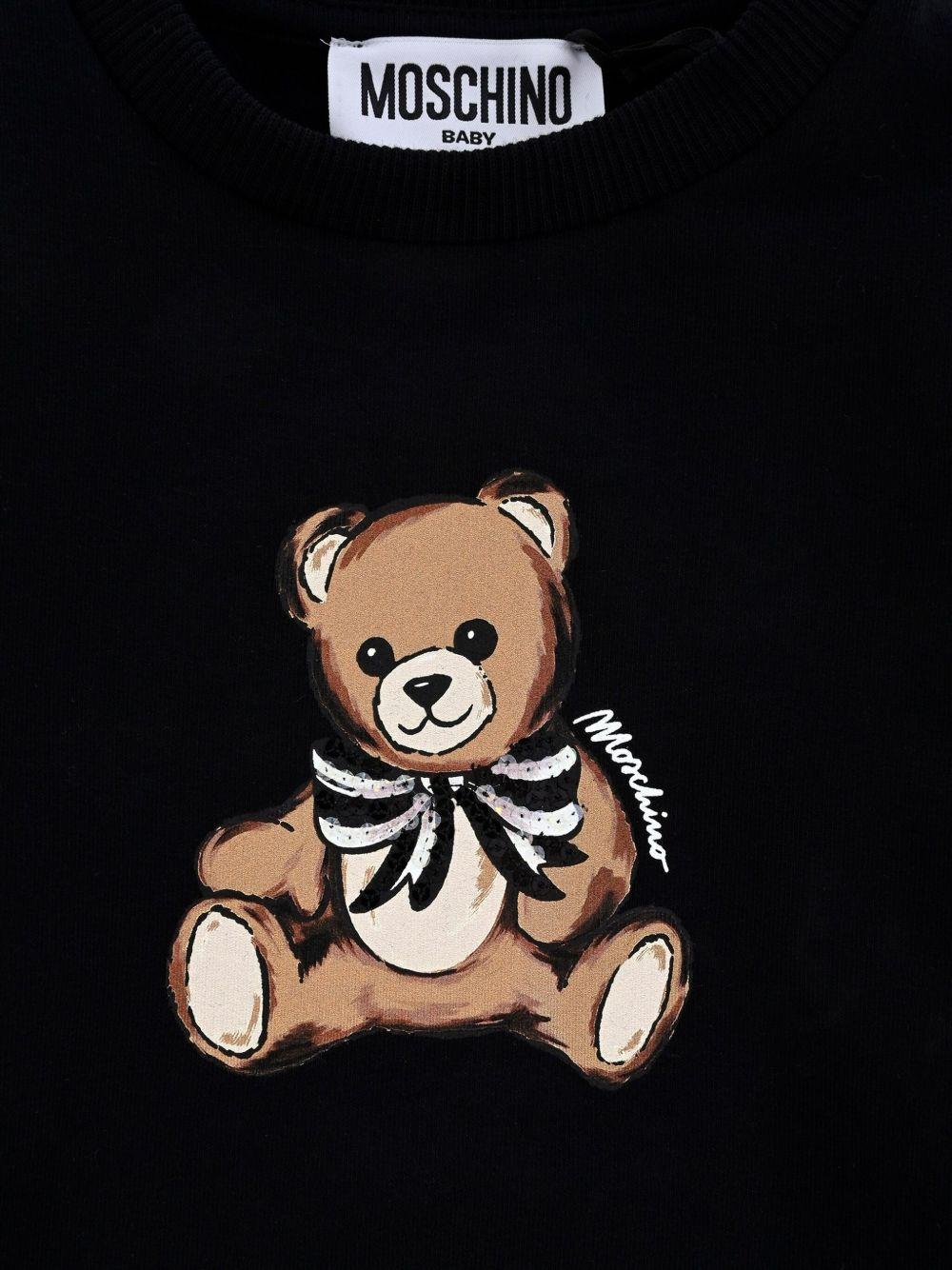 Felpa per neonata Moschino Kids nero con logo Teddy Bear e fiocco - Rubino Kids
