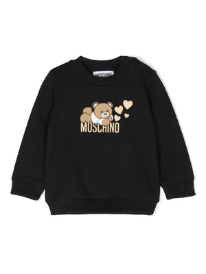 Felpa per neonata Moschino Kids nero con stampa Teddy Bear
