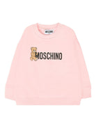 Felpa per neonata Moschino Kids rosa con caratteristico motivo Teddy - Rubino Kids