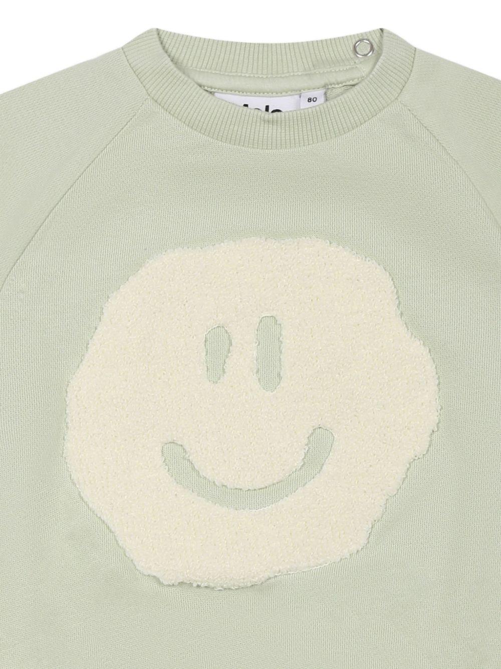 Felpa per neonati Molo Disc verde con ricamo in spugna sul davanti - Rubino Kids