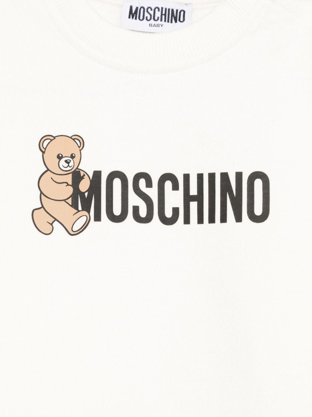 Felpa per neonati Moschino Kids bianca con caratteristico motivo Teddy - Rubino Kids