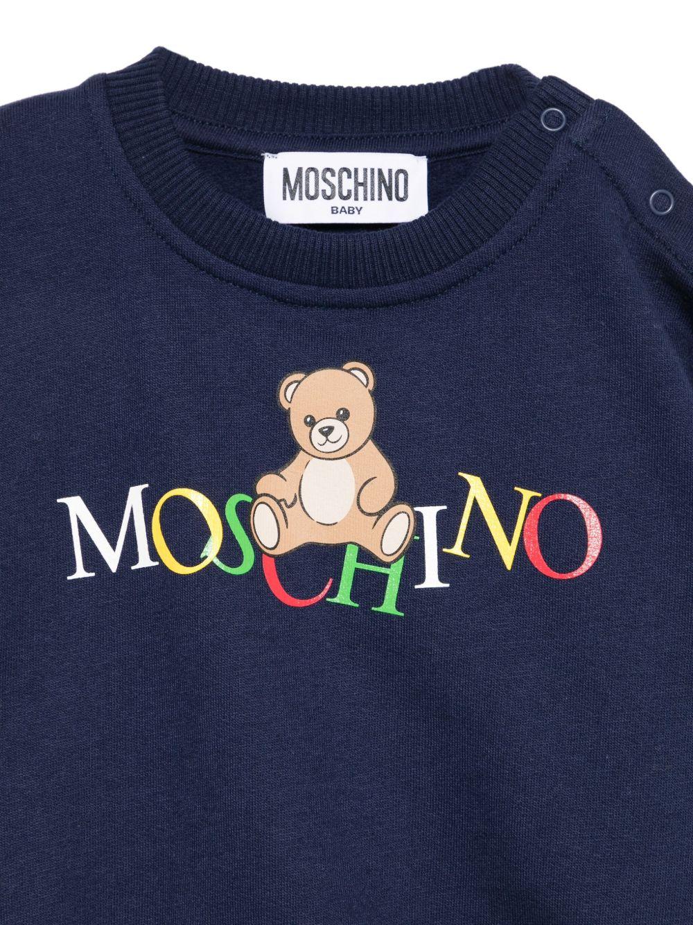 Felpa per neonati Moschino Kids blu con stampa logo - Rubino Kids