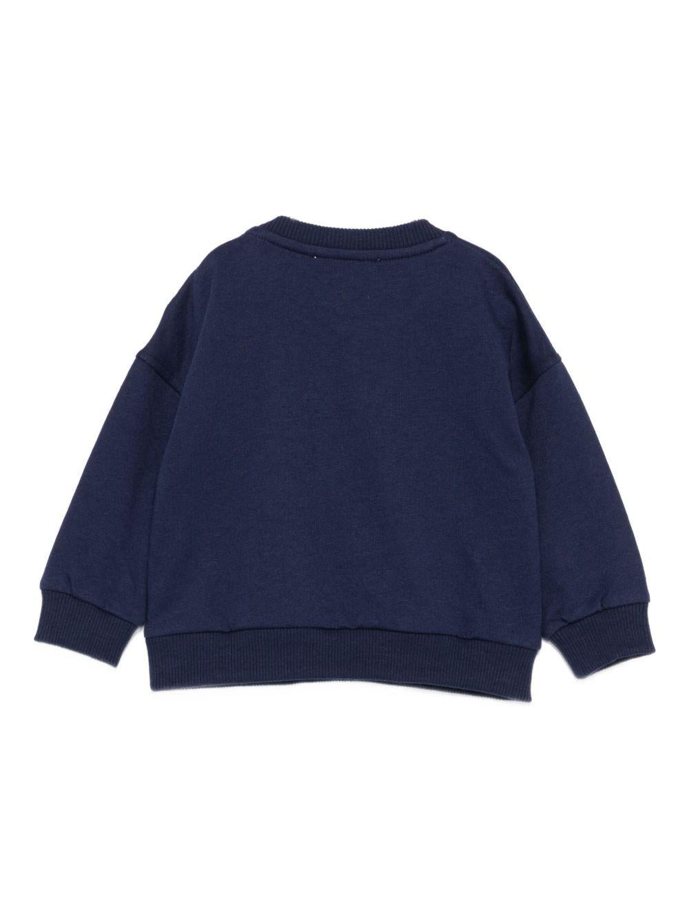 Felpa per neonati Moschino Kids blu con stampa logo - Rubino Kids