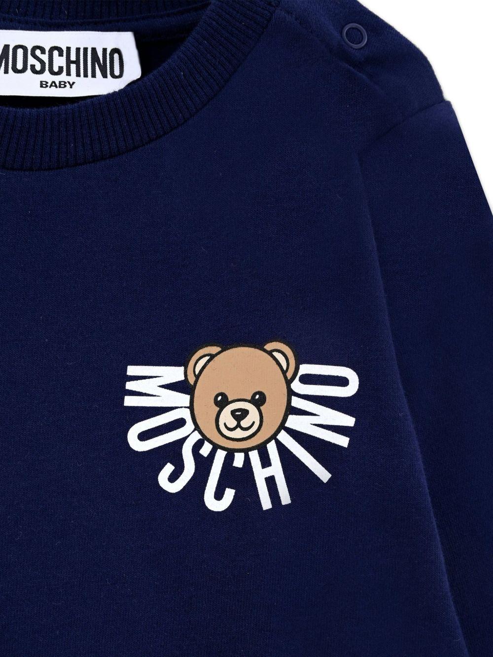 Felpa per neonati Moschino Kids blu con stampa Teddy - Rubino Kids