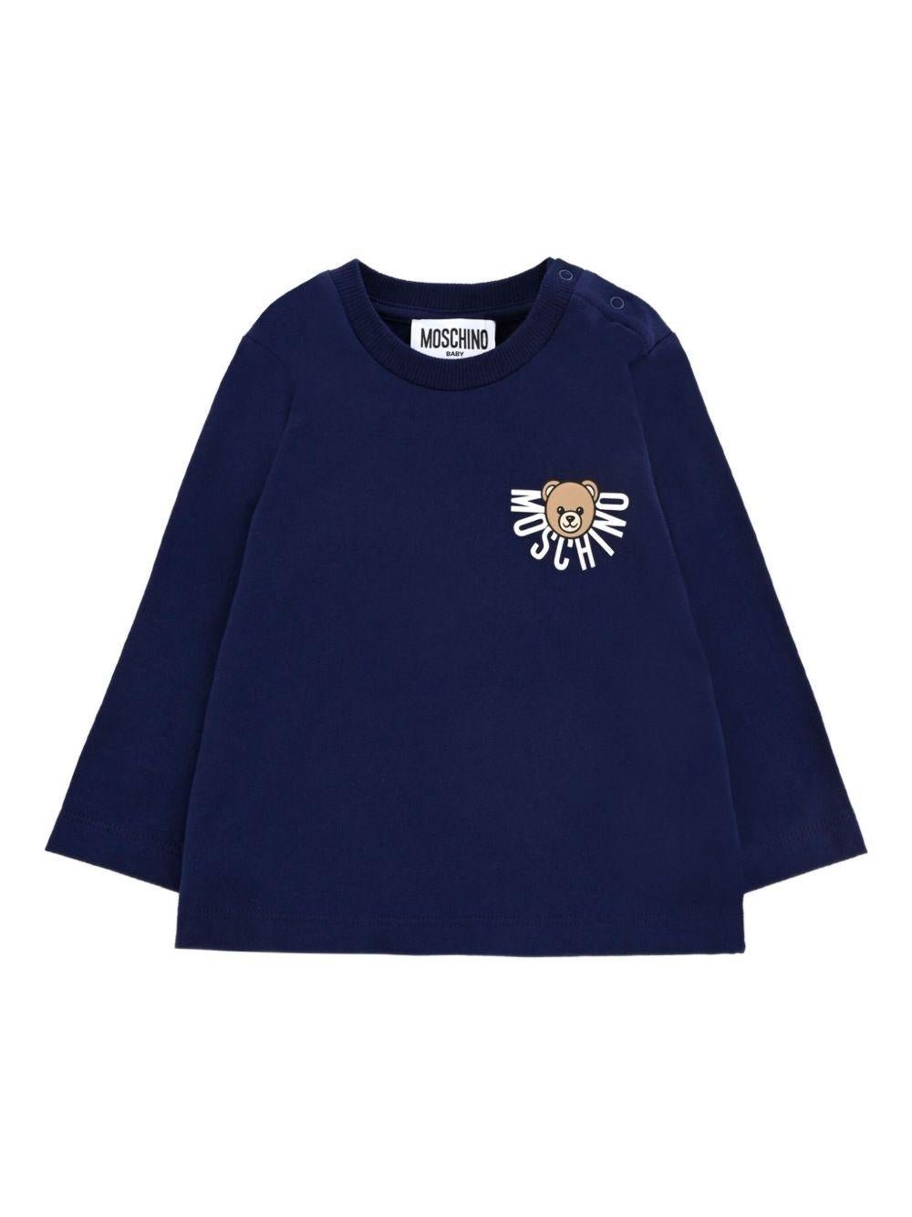Felpa per neonati Moschino Kids blu con stampa Teddy - Rubino Kids