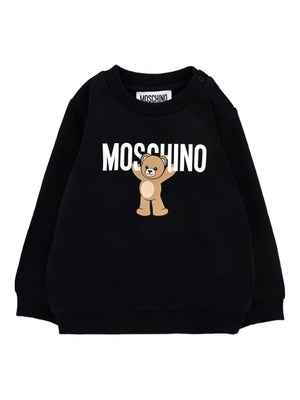 Felpa per neonati Moschino Kids nero con logo Teddy Bear