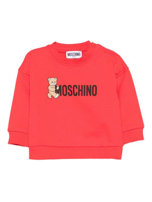 Moschino Kids red baby sweatshirt with Teddy logo