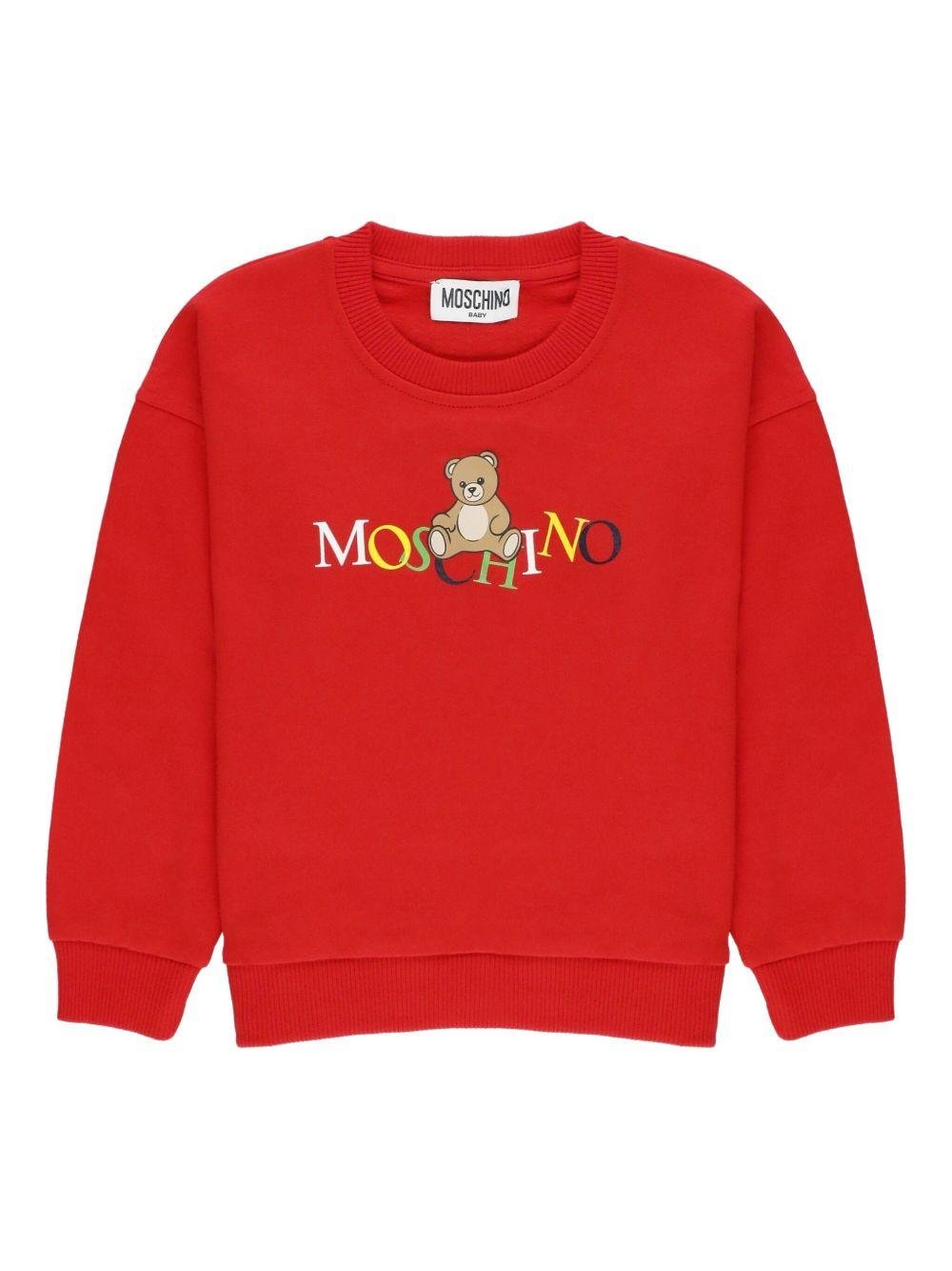Felpa per neonati Moschino Kids rossa con motivo Teddy - Rubino Kids